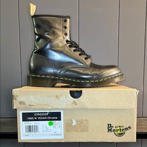 Dr. Martens Vegan Chrome Boots with Yellow Stitching